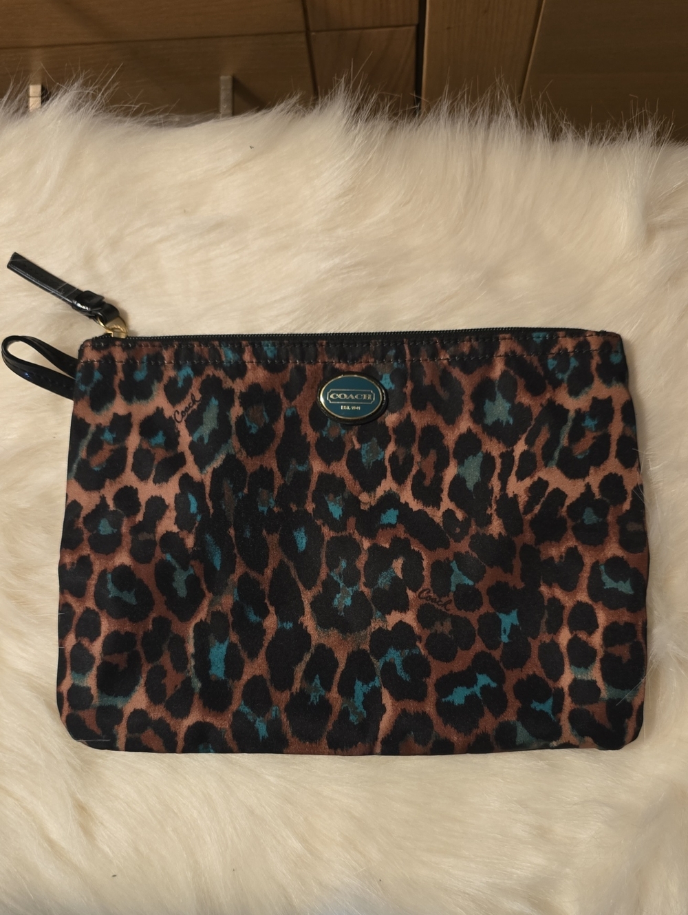 Coach Leopard Print Pouch Brown & Black